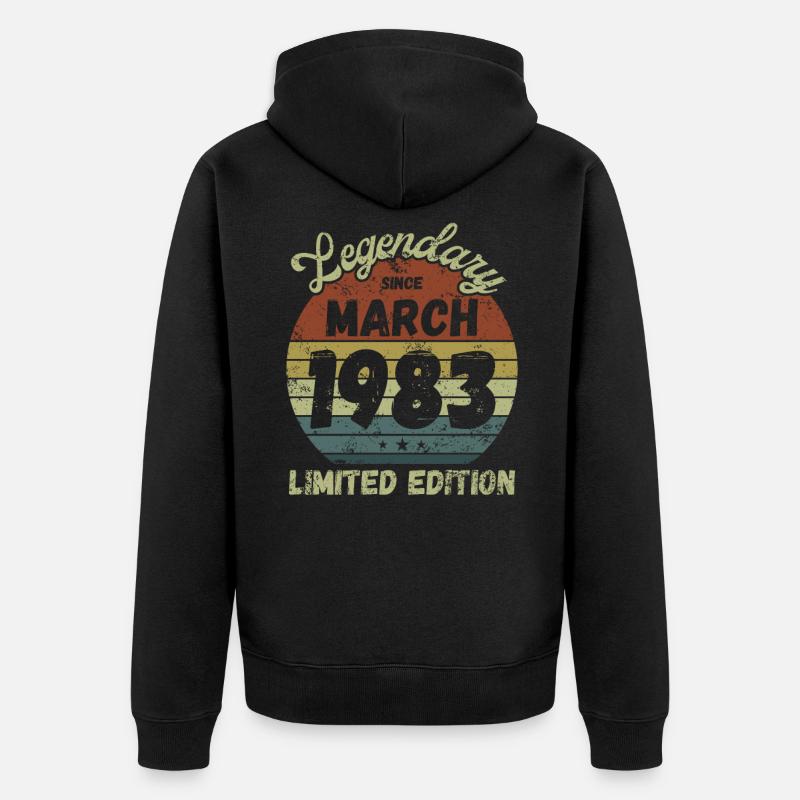 Légendaire depuis mars 1983 - Anniversaire - Veste à capuche bio Premium Unisexe - noir