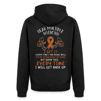 Multiple sclerosis sensitization. - Unisex Premium Organic Zip Hoodie - black - Back - Nico (187cm)