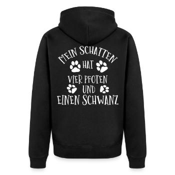Mein Schatten hat 4 Pfoten und einen schwanz - Unisex Premium Bio Zip Hoodie - Schwarz - Hinten - Nico (187cm)