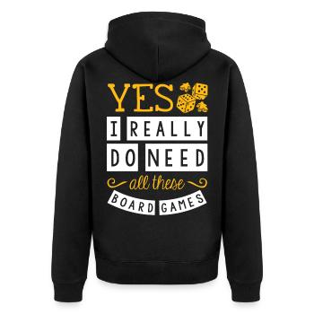 Ja, Ich Brauche Wirklich All Diese Brettspiele - Unisex Premium Bio Zip Hoodie - Schwarz - Hinten - Nico (187cm)
