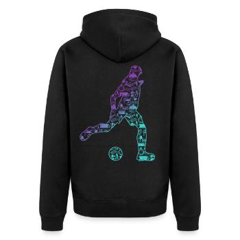 Fussball, Fussballer , Fussballkind - Unisex Premium Bio Zip Hoodie - Schwarz - Hinten - Nico (187cm)