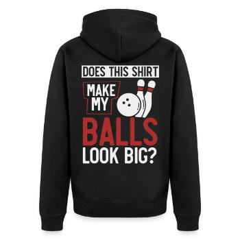 Bowling, Bowler, - Unisex Premium Bio Zip Hoodie - Schwarz - Hinten - Nico (187cm)