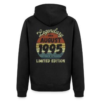 Legendary since August 1995 - Geburtstag - Unisex Premium Bio Zip Hoodie - Schwarz - Hinten - Nico (187cm)