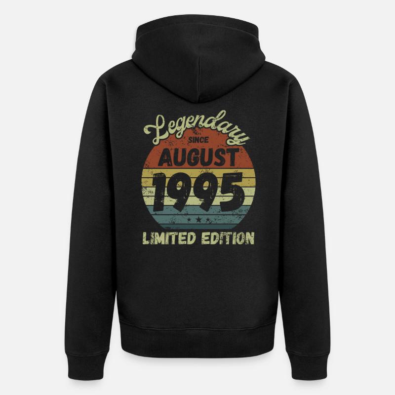 Légendaire depuis août 1995 - Anniversaire - Veste à capuche bio Premium Unisexe - noir