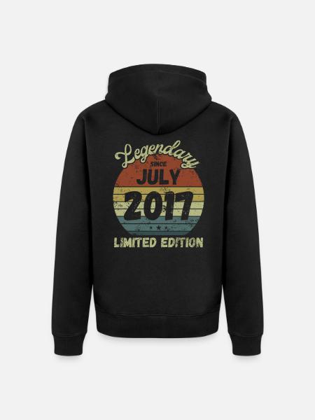 Legendary since July 2017 - Birthday - Unisex Premium Organic Zip Hoodie - black