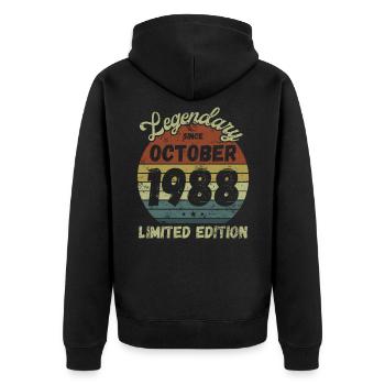 Legendary since October 1988 - Geburtstag - Unisex Premium Bio Zip Hoodie - Schwarz - Hinten - Nico (187cm)
