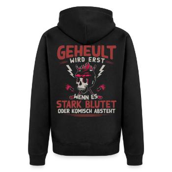 Eishockey Spieler, Eishockey - Unisex Premium Bio Zip Hoodie - Schwarz - Hinten - Nico (187cm)