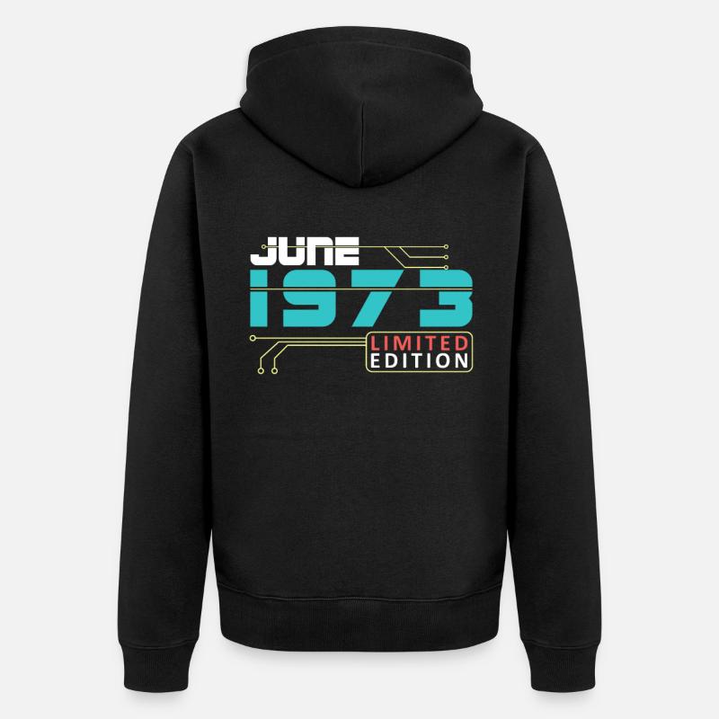 June 1973 - Geburtstag im Juni - Unisex Premium Bio Zip Hoodie - Schwarz