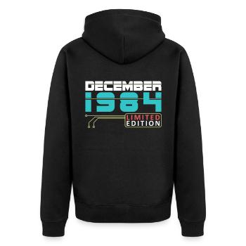 December 1984 - Birthday in December - Unisex Premium Organic Zip Hoodie - black - Back - Nico (187cm)