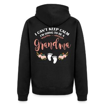 Ich Kann Nicht Ruhig Bleiben, Ich Werde Oma - Unisex Premium Bio Zip Hoodie - Schwarz - Hinten - Nico (187cm)