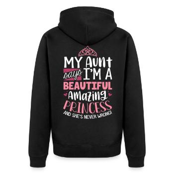 For Niece Of Aunt - Unisex Premium Organic Zip Hoodie - black - Back - Nico (187cm)