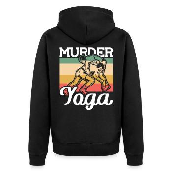 Vintage Murder Yoga Wrestler - Unisex Premium Organic Zip Hoodie - black - Back - Nico (187cm)