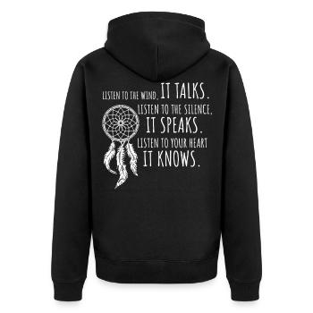 Native American Dreamcatcher Poem - Unisex Premium Organic Zip Hoodie - black - Back - Nico (187cm)
