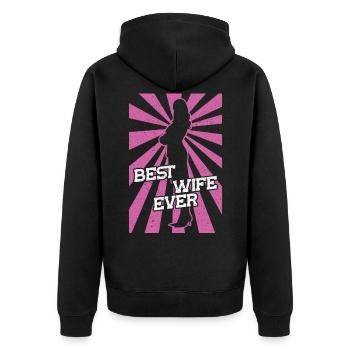 Best Wife Ever Ehefrau - Unisex Premium Bio Zip Hoodie - Schwarz - Hinten - Nico (187cm)