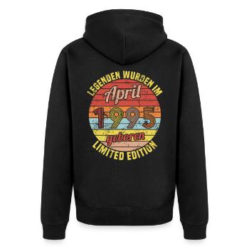 Legenden wurden im April 1995 geboren - Unisex Premium Bio Zip Hoodie - Schwarz - Hinten - Nico (187cm)