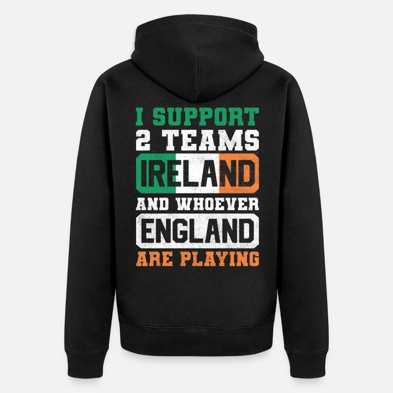 Irlande, Angleterre, Rugby - Veste à capuche bio Premium Unisexe - noir