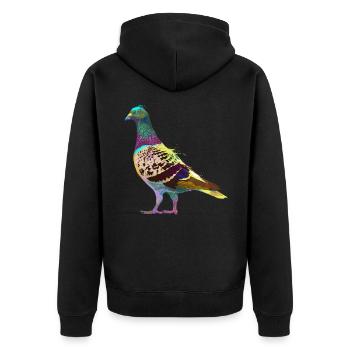 Colorful Splash Bird Pigeon - Unisex Premium Organic Zip Hoodie - black - Back - Nico (187cm)