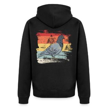 Retro Bird Pigeon - Unisex Premium Organic Zip Hoodie - black - Back - Nico (187cm)