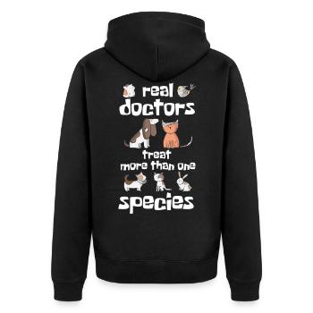 Veterinarian girl, veterinarian - Unisex Premium Organic Zip Hoodie - black - Back - Nico (187cm)