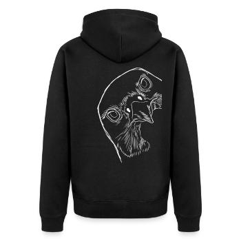 Witziger Vogel Wanderfalke - Unisex Premium Bio Zip Hoodie - Schwarz - Hinten - Nico (187cm)
