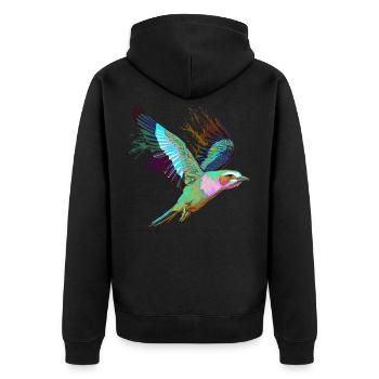 Flying Splash Bird Lilac Breasted Roller - Unisex Premium Organic Zip Hoodie - black - Back - Nico (187cm)