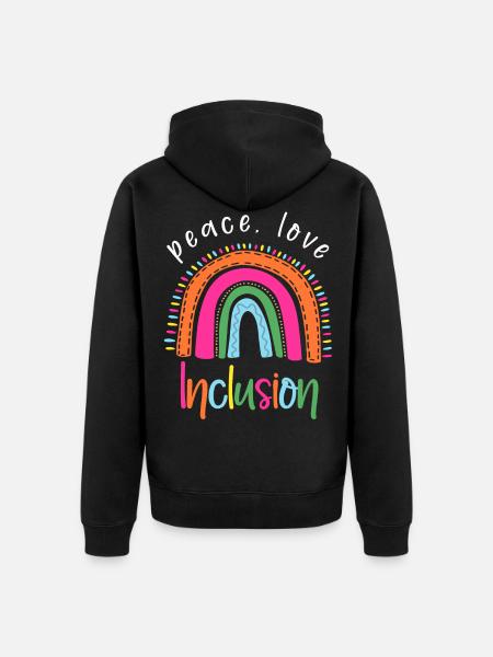 Peace, Love and Inclusion - Unisex Premium Organic Zip Hoodie - black