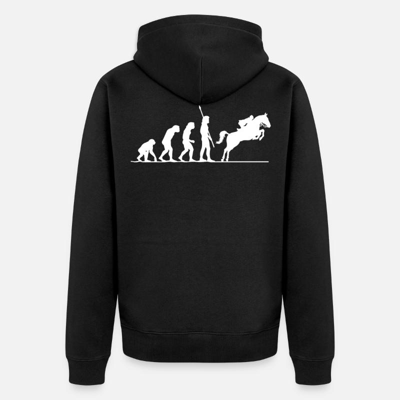 Evolution Des Reitens, Pferd, Pferde - Unisex Premium Bio Zip Hoodie - Schwarz