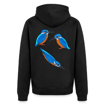 Kingfisher Birds - Unisex Premium Organic Zip Hoodie - black - Back - Nico (187cm)