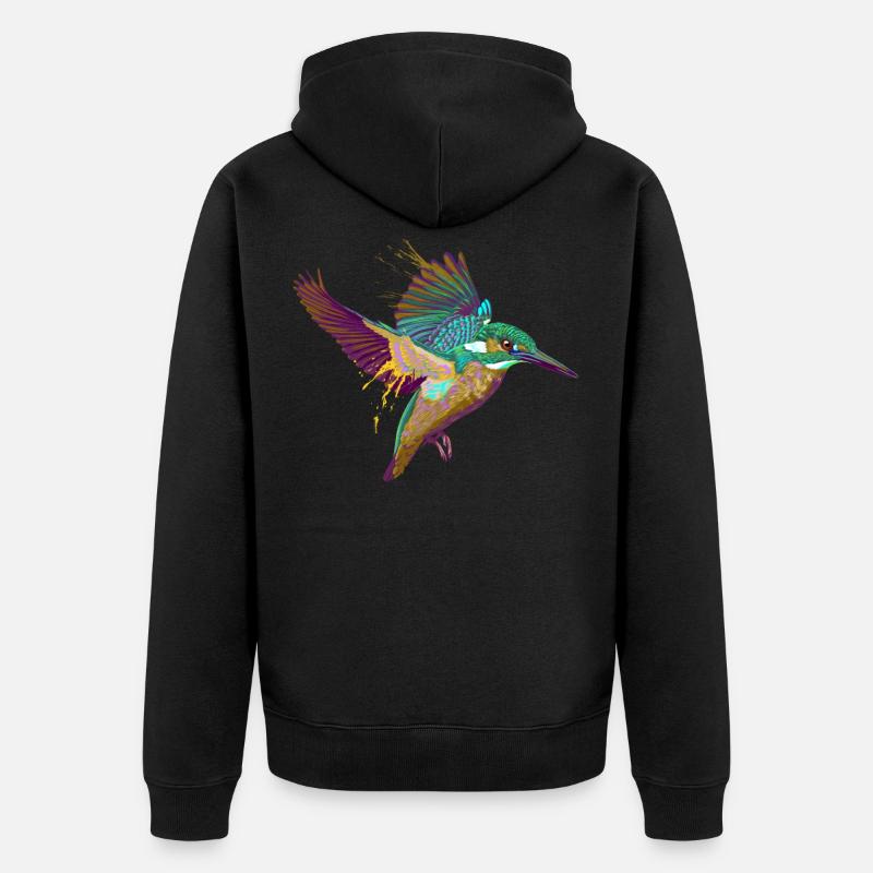 Splash Eisvogel - Unisex Premium Bio Zip Hoodie - Schwarz
