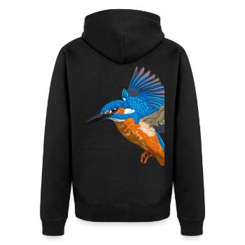 Flying Kingfisher Bird - Unisex Premium Organic Zip Hoodie - black - Back - Nico (187cm)