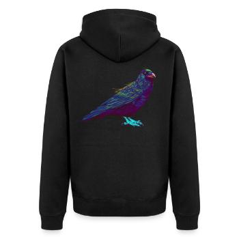 Splash Rabe Krähe - Unisex Premium Bio Zip Hoodie - Schwarz - Hinten - Nico (187cm)