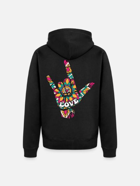 Asl sign language. - Unisex Premium Organic Zip Hoodie - black