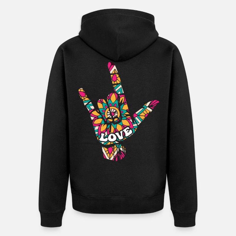 Langue des signes Asl. - Veste à capuche bio Premium Unisexe - noir