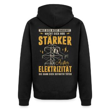 Elektriker, Elektrizität kann dich töten - Unisex Premium Bio Zip Hoodie - Schwarz - Hinten - Nico (187cm)
