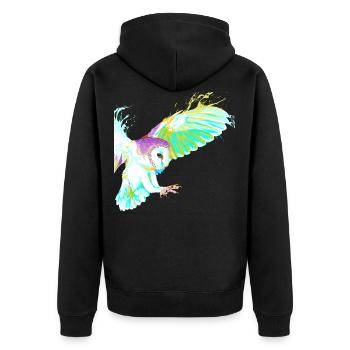 Flying Splash Bird Owl - Unisex Premium Organic Zip Hoodie - black - Back - Nico (187cm)