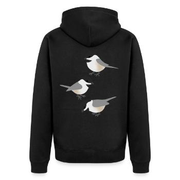 Lustige Vögel Chickadee - Unisex Premium Bio Zip Hoodie - Schwarz - Hinten - Nico (187cm)
