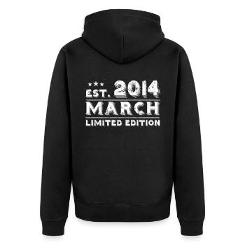 Mars 2014 - Anniversaire en mars - Veste à capuche bio Premium Unisexe - noir - Dos - Nico (187cm)
