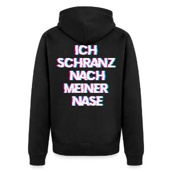 Hardtekk Tekk - Unisex Premium Bio Zip Hoodie - Schwarz - Hinten - Nico (187cm)