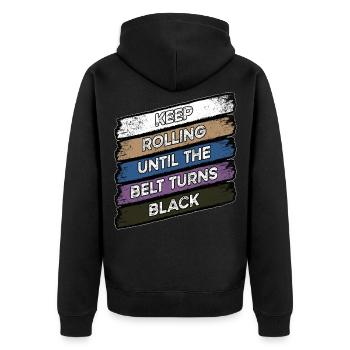 BJJ Black Belt - Unisex Premium Organic Zip Hoodie - black - Back - Nico (187cm)