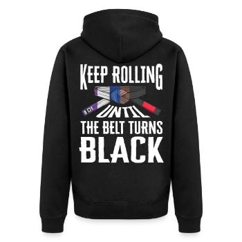 Ceinture noire BJJ - Veste à capuche bio Premium Unisexe - noir - Dos - Nico (187cm)