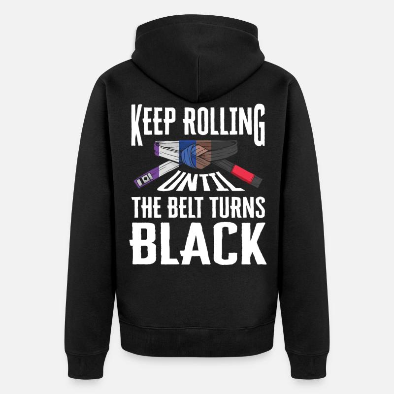 Ceinture noire BJJ - Veste à capuche bio Premium Unisexe - noir