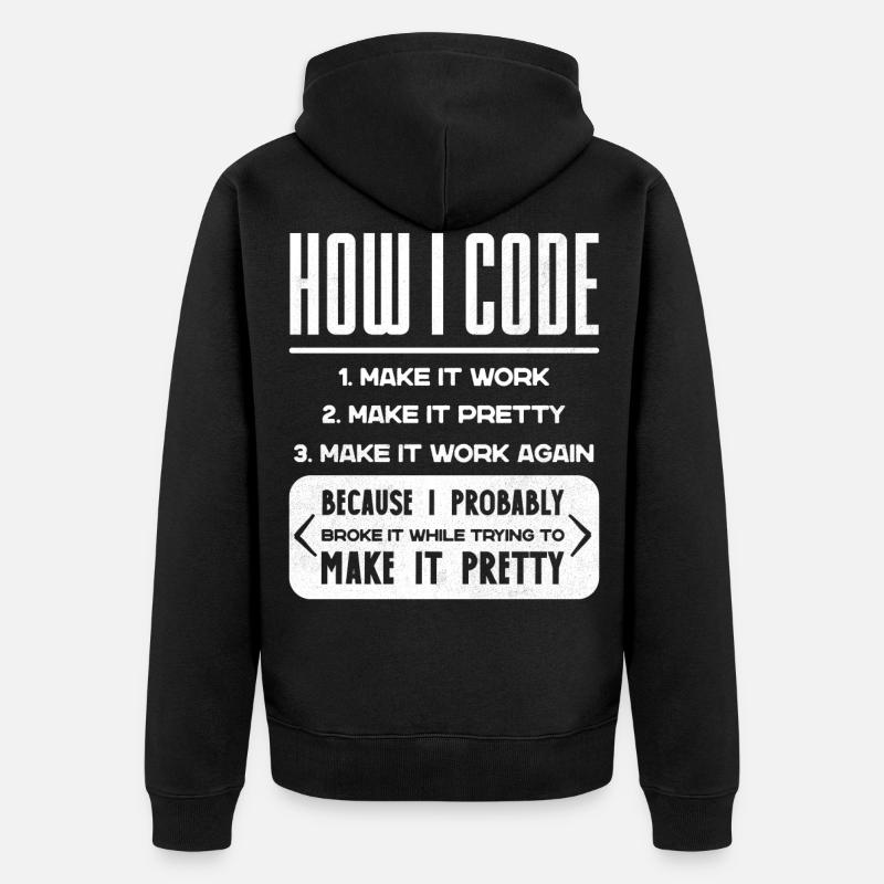 Programmeur, Code, Nerd, Programmation - Veste à capuche bio Premium Unisexe - noir