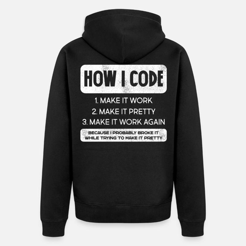 Programmeur, Code, Nerd, Programmation - Veste à capuche bio Premium Unisexe - noir