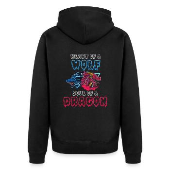 Heart of a wolf, soul of a dragon - Unisex Premium Organic Zip Hoodie - black - Back - Nico (187cm)