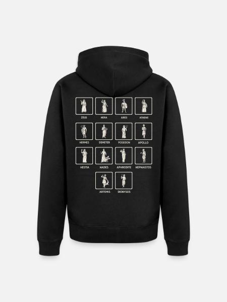 Mitologia greca, mito greco Dei - Felpa con cappuccio ecologica premium unisex - nero