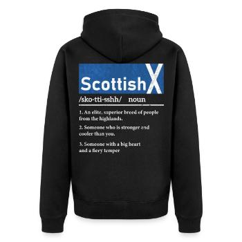 Scottish, Scottish Heritage, Scotland - Unisex Premium Organic Zip Hoodie - black - Back - Nico (187cm)