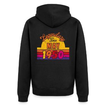 May 1950 - Geburtstag im Mai - Unisex Premium Bio Zip Hoodie - Schwarz - Hinten - Nico (187cm)