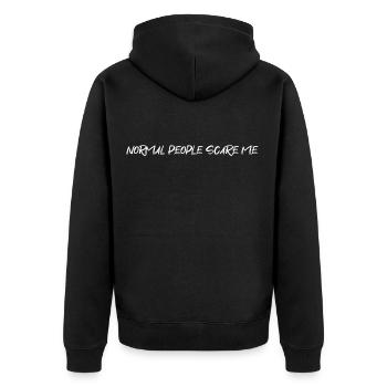 Normale Menschen machen mir Angst - lustig - Unisex Premium Bio Zip Hoodie - Schwarz - Hinten - Nico (187cm)
