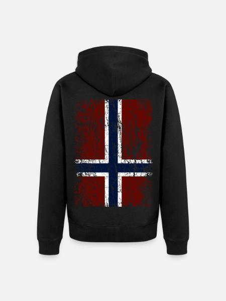 Norwegian flag upright (dark) - Unisex Premium Organic Zip Hoodie - black