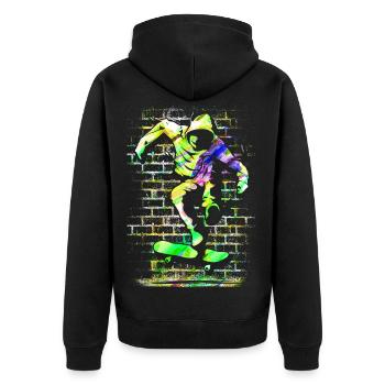 SK8R | Skate | Skater | Skateboard | Skating - Unisex Premium Organic Zip Hoodie - black - Back - Nico (187cm)